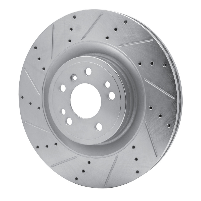 Mercedes-Benz GL350 Brake Rotor (1) - Front Left - R1 Concepts - Drilled & Slotted - Silver - `13-`19
